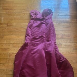 Bill Levkoff Strapless Burgundy Mermaid Wedding Dress